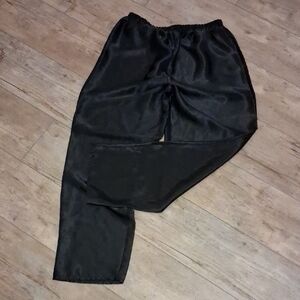Women's Black Satin Pajama Pants Sz-L